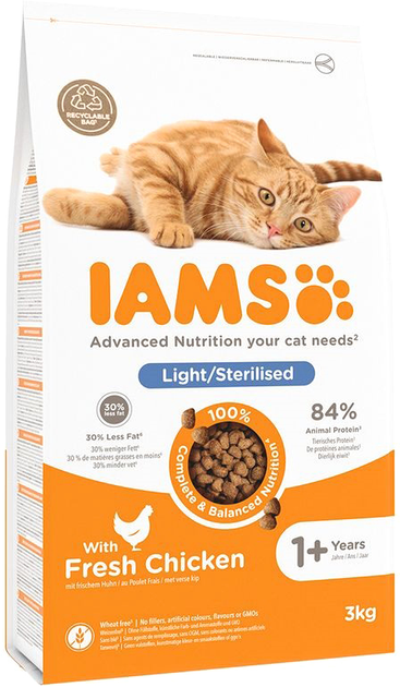 Сухий корм для котів Iams for Vitality Sterilized Chicken 3 кг (8710255150543) - зображення 1