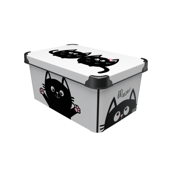 Коробка для зберігання QUTU Style Box MEOW BLACK (10л) - Фото 1 Коробка для зберігання QUTU Style Box MEOW BLACK (10л) - зображення 1