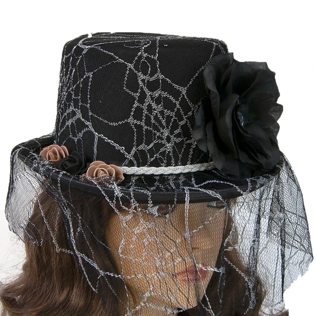 Шляпа Стимпанк Викторианская Готика черная с белым - изображение 3