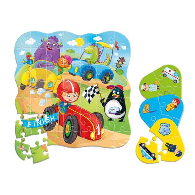 Пазл у дой-пак упаковці 2 в 1 «Машини» Vladi Toys (5903858960753) - Фото 3 Пазл у дой-пак упаковці 2 в 1 «Машини» Vladi Toys (5903858960753) - зображення 3