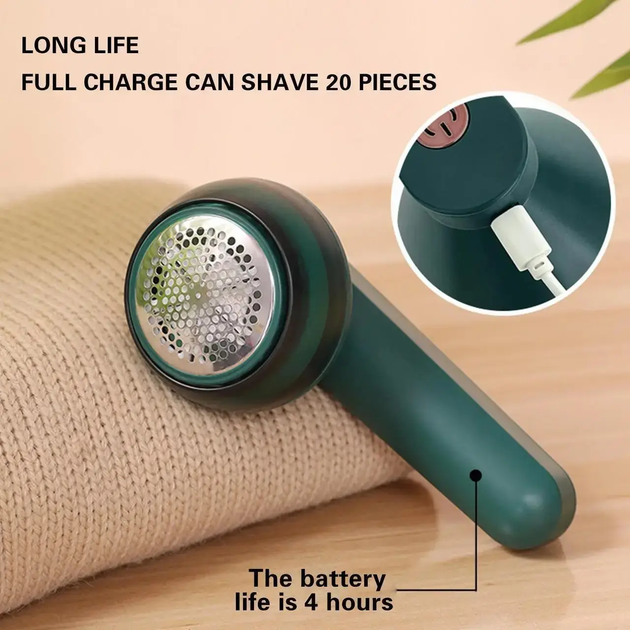 Беспроводная машинка для удаления катышек Lemex Lint Trimmer с зарядкой от Usb Зеленый - изображение 6