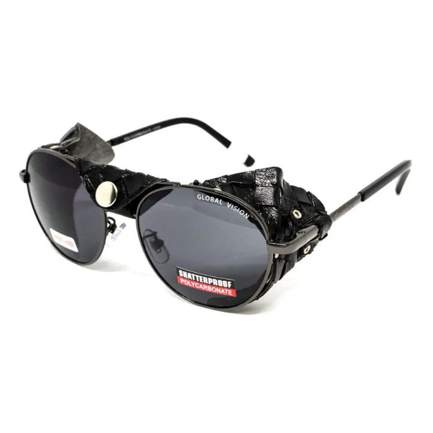 Окуляри Global Vision Aviator-5 GunMetal (gray), сірі в темній оправі зі з'ємним ущільнювачем із синтетичної "шкіри" - зображення 1