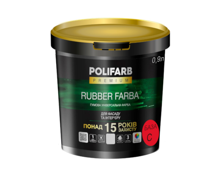 Краска резиновая POLIFARB RUBBER FARBA фасадная транспарентная (база С) 0,9л - Фото 1 Краска резиновая POLIFARB RUBBER FARBA фасадная транспарентная (база С) 0,9л - изображение 1