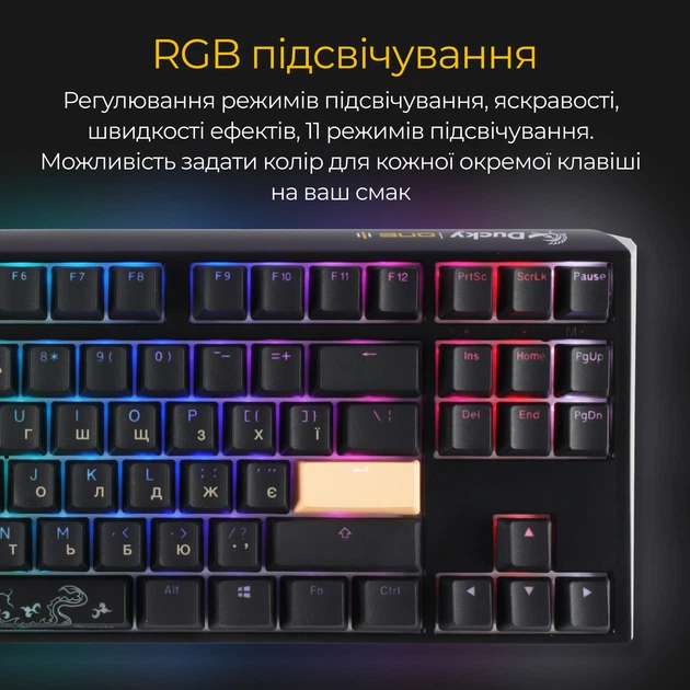 Клавиатура проводная Ducky One 3 TKL Cherry MX Speed Silver RGB UA