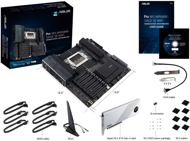 Материнська плата ASUS Pro WS WRX80E-SAGE SE WIFI (sWRX8, AMD WRX80, PCI-Ex16) Black (90MB1590-M0EAY0) - зображення 9
