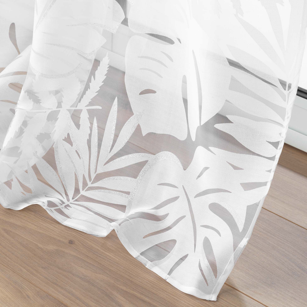 Firana Douceur d'interieur Magnolia z roślinnym wzorem 140 x 240 cm Biała (3574386276269) - obraz 3