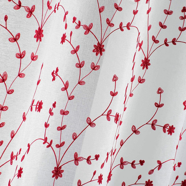 Фіранка Douceur d'interieur Petit Fleur віконна на люверсах 140 x 240 см Біло-червона (3574386262637) - зображення 3