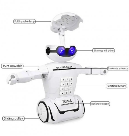 Электронная детская игрушка ROBOT PIGGY BANK копилка для бумажных денег ребенку - изображение 4