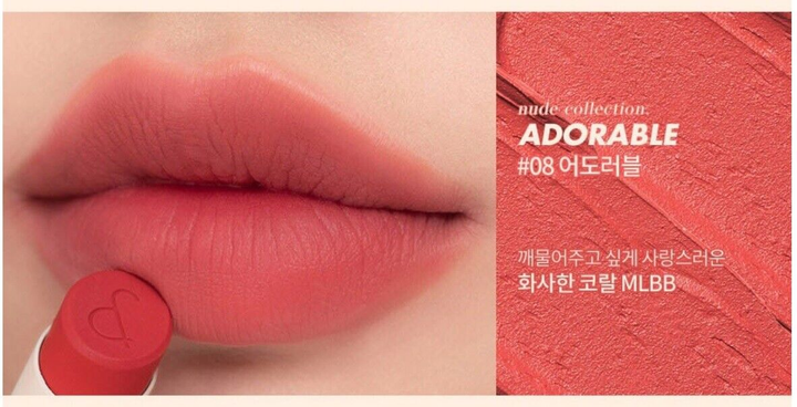 Помада в теплом нюдовом оттенке Rom&nd Zero Matte Lipstick No.08 Adorable, 3 г - изображение 2