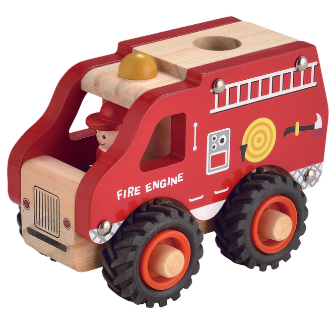 Wóz strażacki Magni Wooden fire truck with rubber wheels (5707594263259) - obraz 1