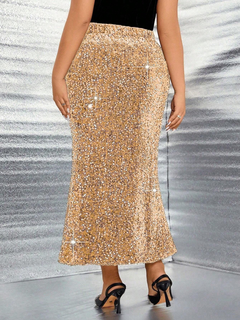 Юбка длинная осенняя прямая женская SHEIN GD-00081998 2XL Золотистая (DN4012300000928) 