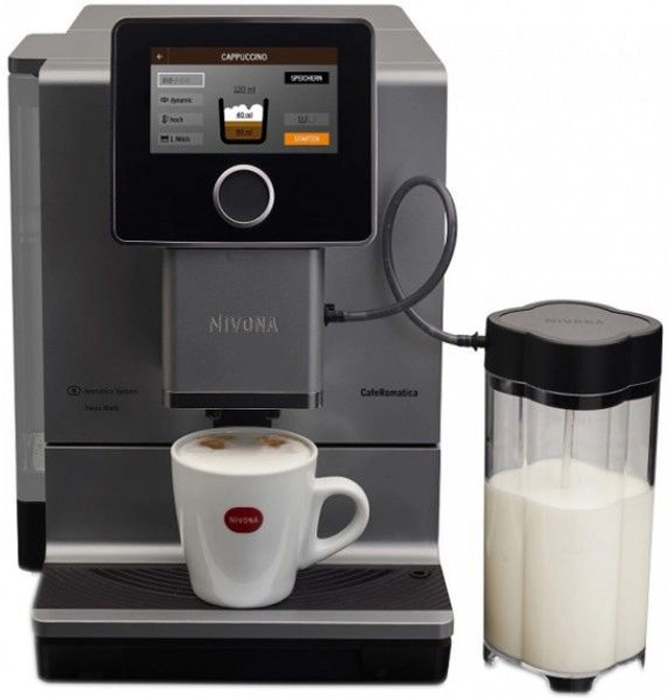 Кавомашина Nivona CafeRomatica 2.2л, зерно + мелена, автомат.капучинатор, авторецептів - 9, чорно - срібний (NICR970) - изображение 1