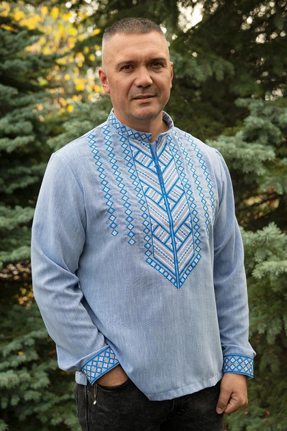 Чоловіча вишиванка V&V Гори XXXXXL Блакитний (470127195-026) - изображение 5