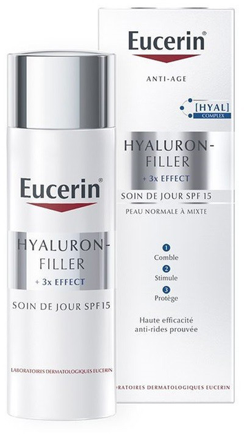 Krem do twarzy przeciwzmarszczkowy Eucerin Hyaluron - Filler 3X Effect SPF 15 na dzień 50 ml (4005800294778) - obraz 1