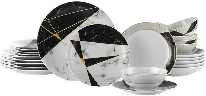 Столовий сервіз Kutahya Porselen Black Marble на 6 осіб 24 предмети (8697828609779) - зображення 1