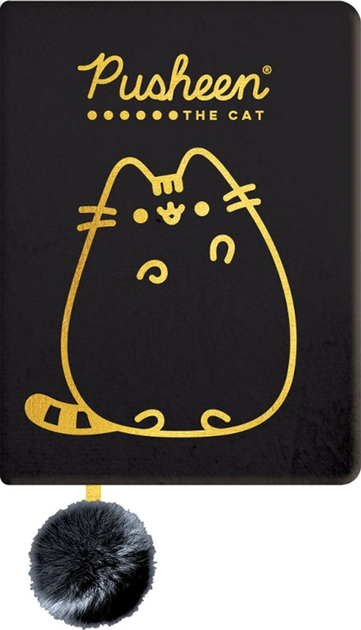 Notes Majewski A5 96 kartek pluszowy czarny gold Pusheen (5903235663277) - obraz 1