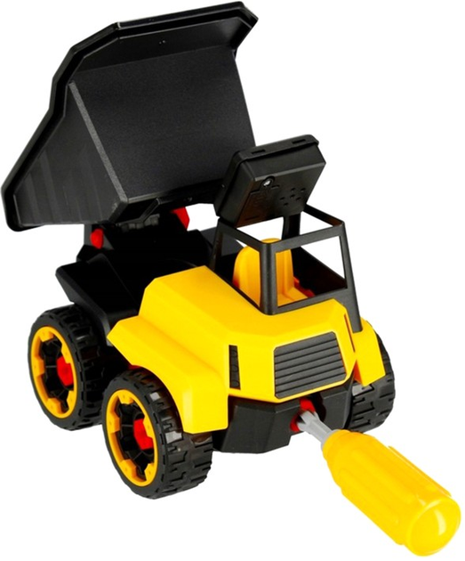 Zestaw zabawek Mega Creative Auto ciężarowe wywrotka do skręcania z śrubokrętem Żółto-czarne (5904335847628) - obraz 4