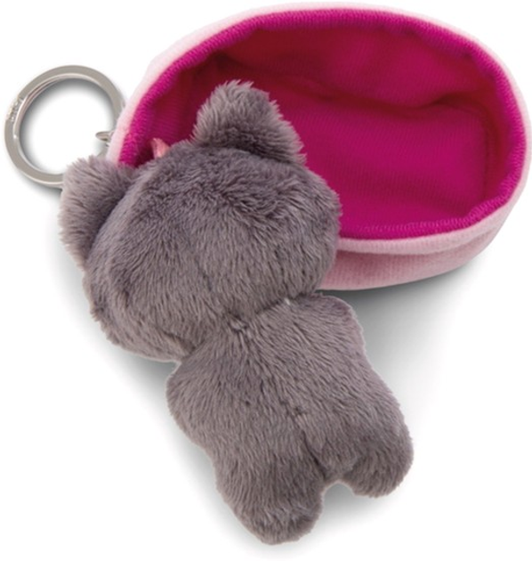 Брелок Nici Green Sleeping Pets плюшевий кіт Сірий 8 см + кошик Рожевий (4012390499896) - зображення 4