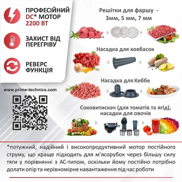 М'ясорубка prime Technics pg 2243 wgd - зображення 5