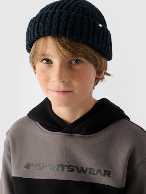 Дитяче худі на флісі 4F SWEATSHIRT M1222 128 Чорний 4FJWAW24TSWSM1222-20S - изображение 3