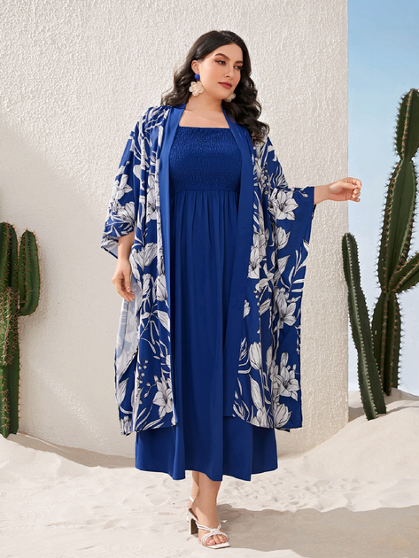 Сарафан + накидка жіночий SHEIN GD-00089257 0XL Синій від Rozetka на платформі USKIDKA Акція на Сарафан + накидка жіночий SHEIN GD-00089257 0XL Синій від Rozetka
