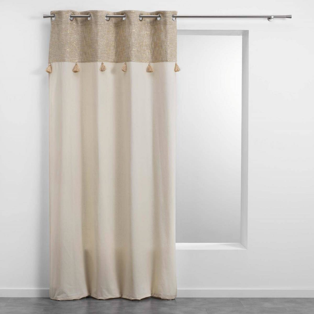 Zasłona boho Douceur d'intérieur Sultancurtain na przelotkach z frędzlami Beżowa 140 x 240 cm (3574386098519) - obraz 1