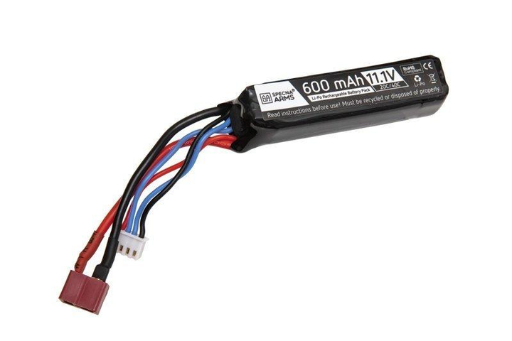 Акумулятор LiPo 11,1 V 600 mAh 20/40C для PDW — T-Connect (Deans) [Specna Arms] (для стрейкболу) - зображення 1