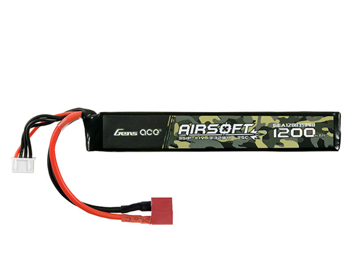 Аккумулятор страйкбольный 25C 1200MAH 3S1P 11.1V LiPo T-Plug [Gens Ace] (для страйкбола) - изображение 1