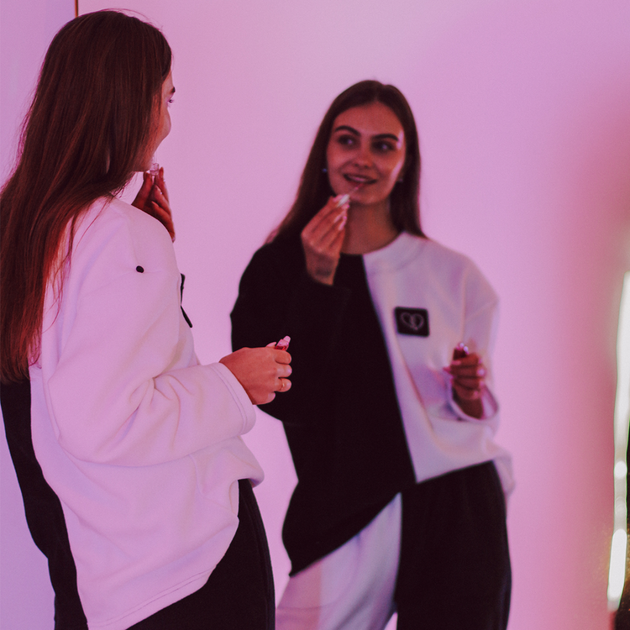Женская флисовая теплая пижама бело-чёрная oversize + патч "Серце" Selerity pn01wbh Біло-чорний L/XL (999979) - изображение 6