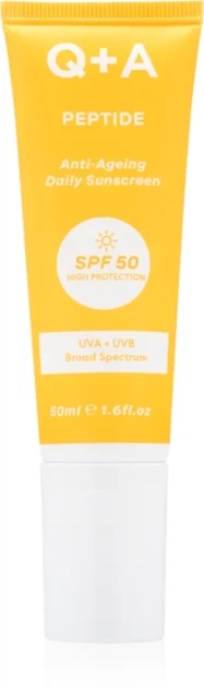 Антивозрастной солнцезащитный крем для лица Q+A Peptide Anti-Ageing Daily Sunscreen 50 мл - Фото 1 Антивозрастной солнцезащитный крем для лица Q+A Peptide Anti-Ageing Daily Sunscreen 50 мл - изображение 1