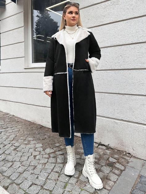 Дубленка из искусственной кожи женская SHEIN GD-00084906 2XL Черная (DN4012300004279) 