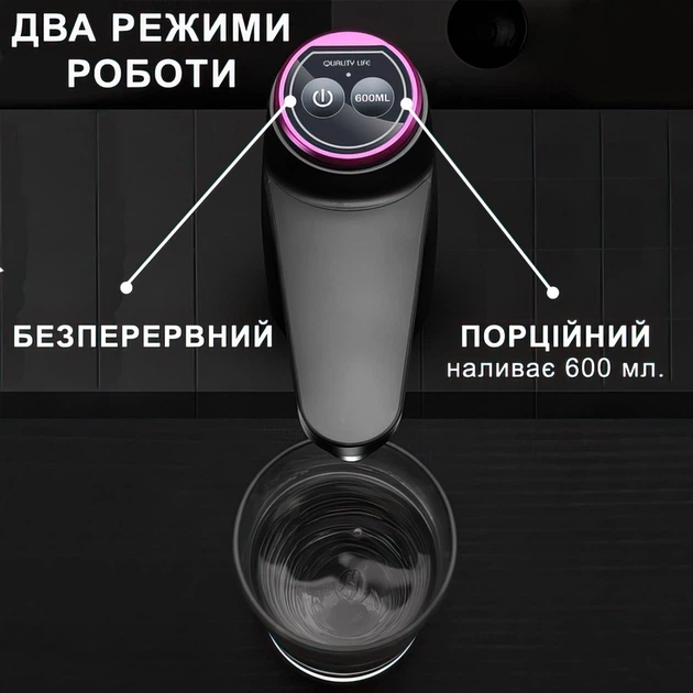 Електрическая автоматическая помпа для воды на бутыль баклажку Aqua Pump диспенсер насос электропомпа бутилированной воды с встроеным акамулятором Черная - Фото 3 Електрическая автоматическая помпа для воды на бутыль баклажку Aqua Pump диспенсер насос электропомпа бутилированной воды с встроеным акамулятором Черная - изображение 3