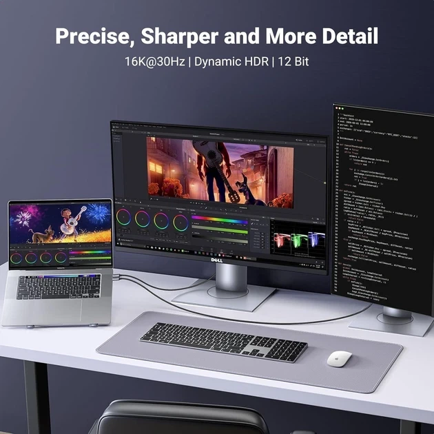 Кабель Ugreen USB Type-C to DisplayPort 2.1 6k 30hz 10k 60hz 8k 120hz 4k 240hz 2 м Grey (CM707) - зображення 2