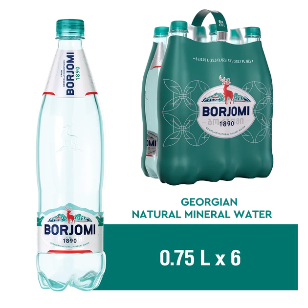 Упаковка мінеральної лікувально-столової сильногазованої води "Borjomi" 0,75 х 6 пляшок - Фото 1 Упаковка мінеральної лікувально-столової сильногазованої води "Borjomi" 0,75 х 6 пляшок - изображение 1
