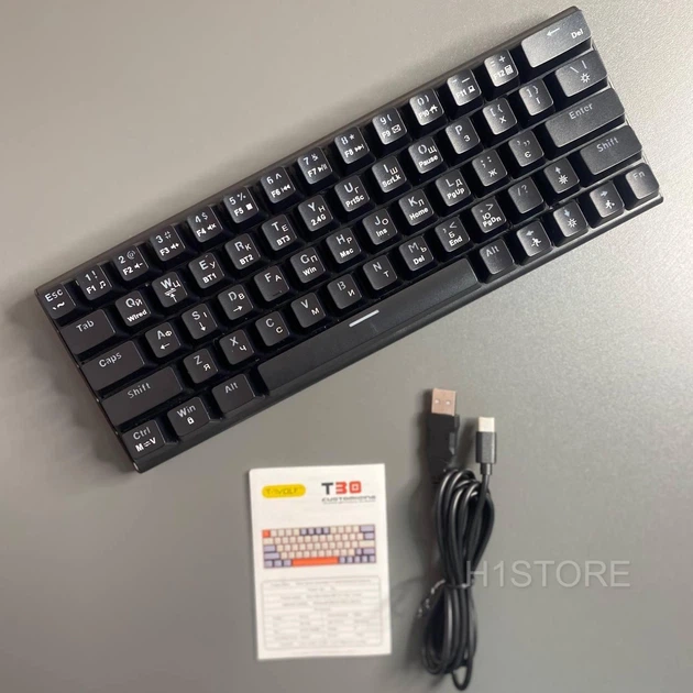 Беспроводная клавиатура игровая TWolf T30 LED Version Blue Switch клавиатура механическая (Черная) - Фото 6 Беспроводная клавиатура игровая TWolf T30 LED Version Blue Switch клавиатура механическая (Черная) - изображение 6