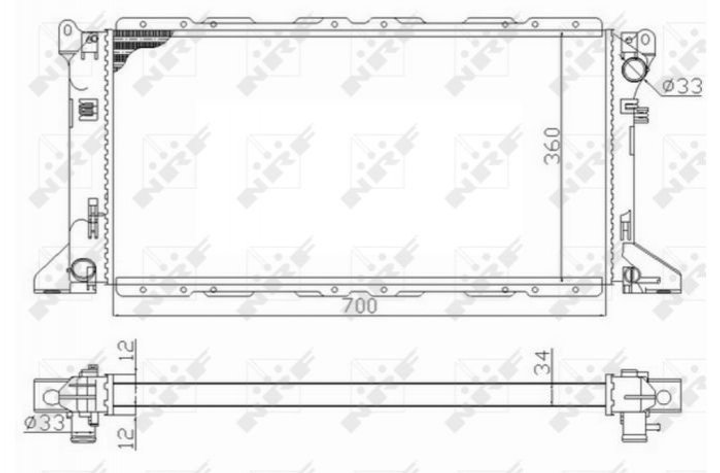 Радиатор охлаждения двигателя NRF 59013 Ford Transit 1112702, 7045710, 94VB8005BB - изображение 1