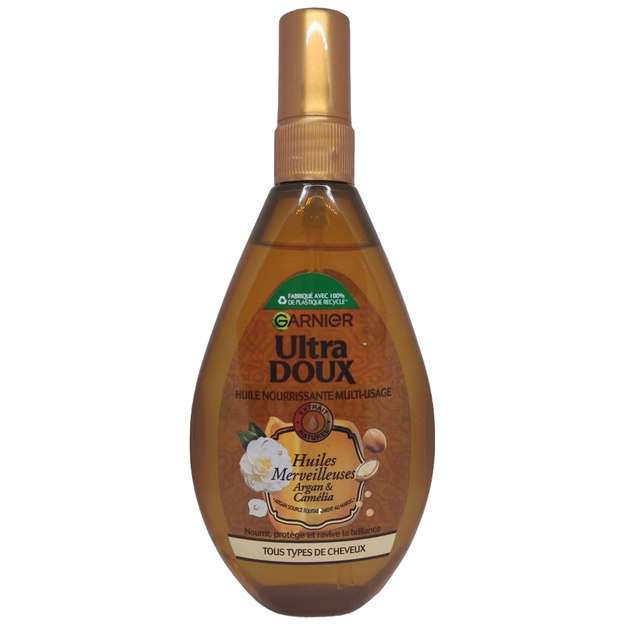 Олія для волосся Garnier Ultra Doux Huiles Merveilleuses Argan Camélia Арган та Камелія 150 мл - Фото 1 Олія для волосся Garnier Ultra Doux Huiles Merveilleuses Argan Camélia Арган та Камелія 150 мл - зображення 1