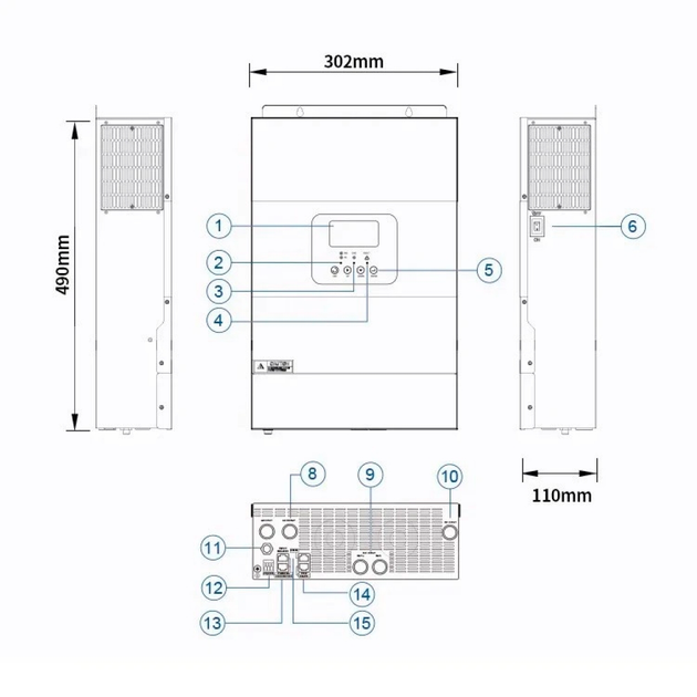 Гибридный инвертор 5.5 кВт Daxtromn SC-HFK-5500-48, 48 В, ток заряда 100 А, для АКБ LiFePO4, Li-ion, Lead-acid - изображение 6
