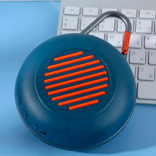 Портативная Bluetooth колонка TG648 с функцией громкой связи, радио, карабин, синяя - изображение 4