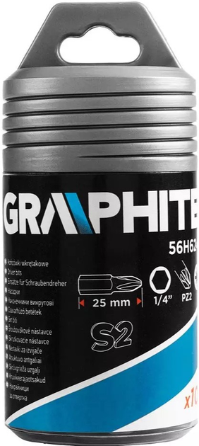 Набір біт Graphite PZ2 x 25 мм 100 шт 56H624 (5902062102430) - зображення 1