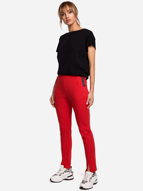 Spodnie slim fit damskie Made Of Emotion M493 M Czerwone (5903068475375) - obraz 3