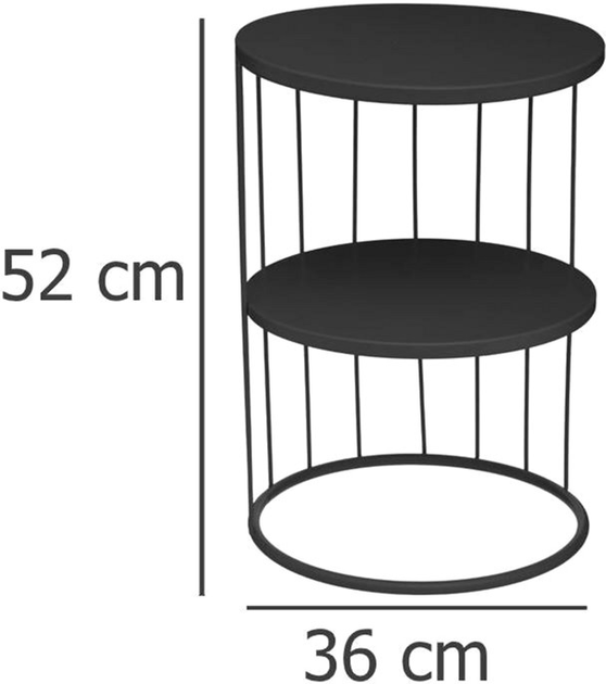 Stolik kawowy Atmosphera Kobu 2 poziomy 36 cm Czarny (3560238652398) - obraz 3