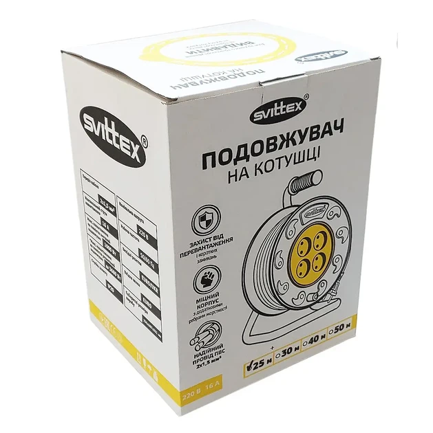 SV-018 -О Удлинитель SVITTEX на катушке (25 м) серия ПРОФИ с термозащитой, 2х2,5 мм² оранжевый - изображение 4