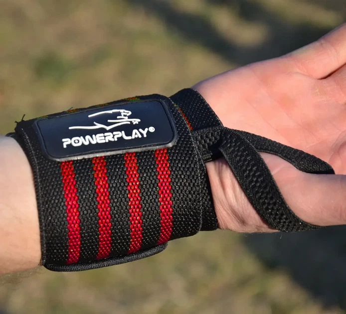 Кистьові бинти PowerPlay 3081 Gym WristT Wraps Чорно-Червоні - изображение 6