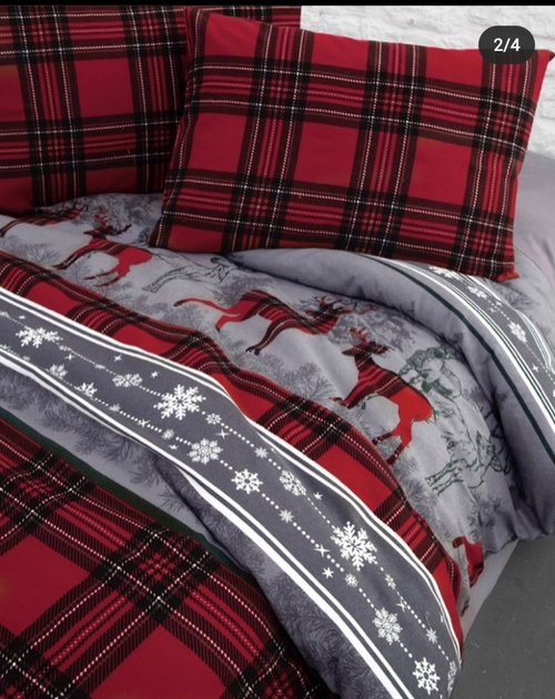 Комплект постільної білизни First Choice Flanel Євро 200×220 см Байка Червоні олені - зображення 2