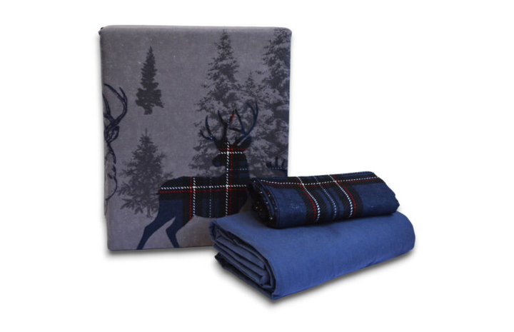 Комплект постільної білизни First Choice Flanel Євро 200×220 см Байка Сині олені - зображення 3