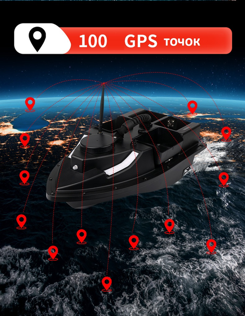 Кораблик для завезення підгодовування з 100 GPS точок Xiamen