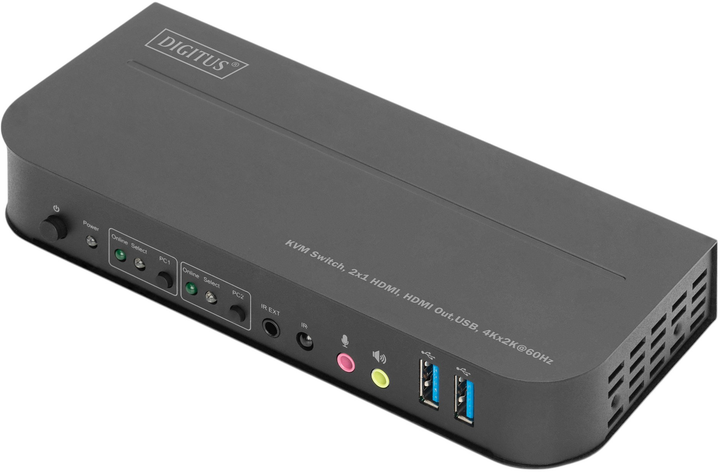 Відеокомутатор DIGITUS KVM 2x1 HDMI, HDMI Out, USB, 4Kx2K@60Hz (DS-12874) - зображення 1