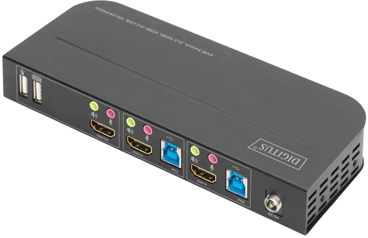 Przełącznik wideo DIGITUS KVM 2x1 HDMI, HDMI Out, USB, 4Kx2K@60Hz (DS-12874) - obraz 3