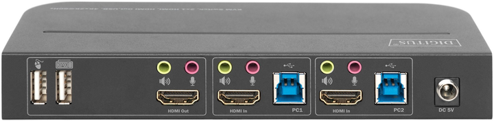Przełącznik wideo DIGITUS KVM 2x1 HDMI, HDMI Out, USB, 4Kx2K@60Hz (DS-12874) - obraz 4